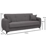 DARIO Καναπές – Κρεβάτι με Αποθηκευτικό Χώρο, 3Θέσιος Ύφασμα Γκρι Sofa:210x80x90 Bed:180x100cm - Image 10