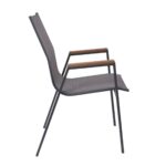 VIRNA Πολυθρόνα Κήπου Βεράντας, Μέταλλο Βαφή Ανθρακί Textilene Γκρι,Polywood Φυσικό 56x63x90cm - Image 15