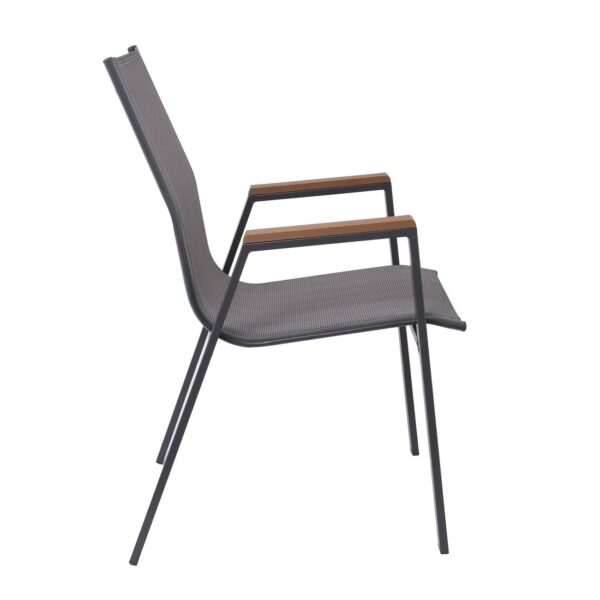 VIRNA Πολυθρόνα Κήπου Βεράντας, Μέταλλο Βαφή Ανθρακί Textilene Γκρι,Polywood Φυσικό 56x63x90cm - Image 15