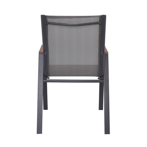 VIRNA Πολυθρόνα Κήπου Βεράντας, Μέταλλο Βαφή Ανθρακί Textilene Γκρι,Polywood Φυσικό 56x63x90cm - Image 16