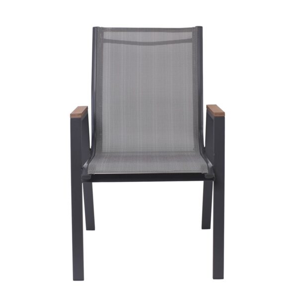 VIRNA Πολυθρόνα Κήπου Βεράντας, Μέταλλο Βαφή Ανθρακί Textilene Γκρι,Polywood Φυσικό 56x63x90cm - Image 17