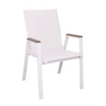 VIRNA Πολυθρόνα Κήπου Βεράντας, Μέταλλο Βαφή Άσπρο, Textilene Άσπρο,PolywoodΦυσικό 56x63x90cm - Image 14