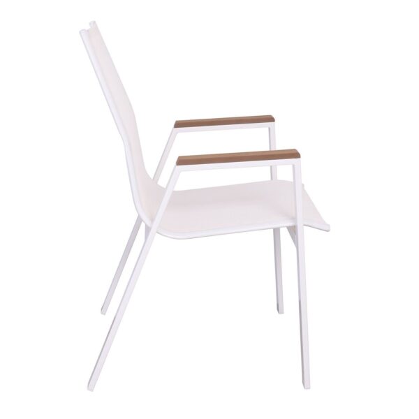 VIRNA Πολυθρόνα Κήπου Βεράντας, Μέταλλο Βαφή Άσπρο, Textilene Άσπρο,PolywoodΦυσικό 56x63x90cm - Image 15