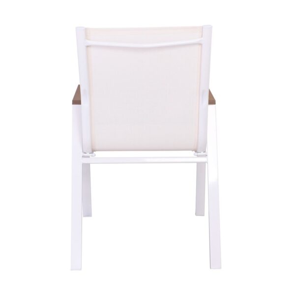 VIRNA Πολυθρόνα Κήπου Βεράντας, Μέταλλο Βαφή Άσπρο, Textilene Άσπρο,PolywoodΦυσικό 56x63x90cm - Image 16