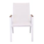 VIRNA Πολυθρόνα Κήπου Βεράντας, Μέταλλο Βαφή Άσπρο, Textilene Άσπρο,PolywoodΦυσικό 56x63x90cm - Image 17