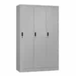 LOCKER 3 Θέσεων Ερμάριο - Ανά θέση: 3 Ράφια, Θέσεις για Κρεμάστρες, Μέταλλο Βαφή Γκρι 115x45x185cm - Image 8
