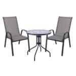 RIO Set Κήπου - Βεράντας: Τραπέζι + 2 Πολυθρόνες Μέταλλο Βαφή Ανθρακί, Textilene Γκρι Table:Φ70x70 Armchair:55x74x91 - Image 8