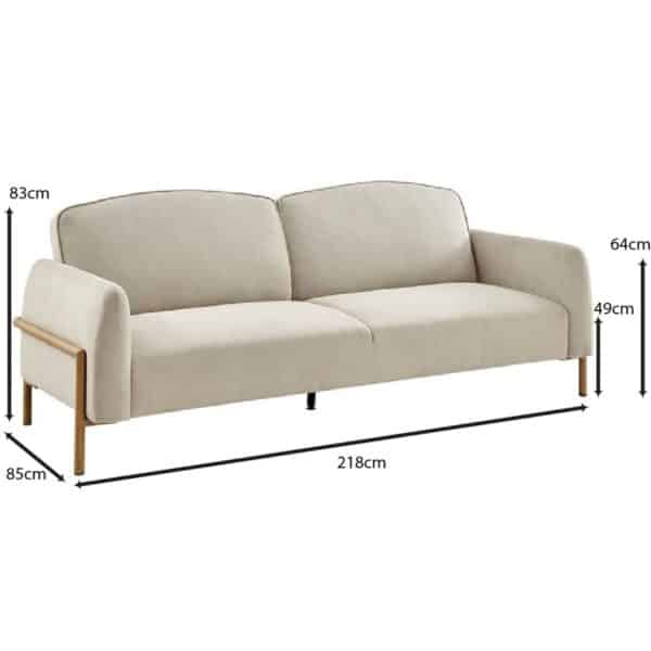 MOLINO Καναπές - Κρεβάτι Σαλονιού - Καθιστικού, Ύφασμα Μπεζ 218x85x83cm Bed:218x112x42cm - Image 18