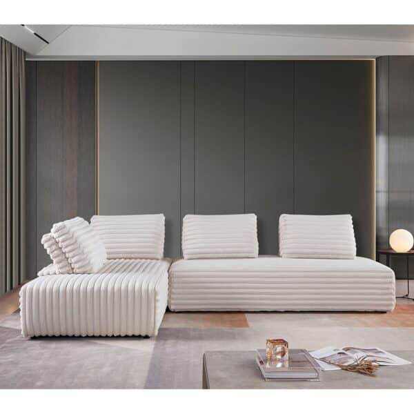 BRISTOL Καναπές Σαλονιού Καθιστικού Πολυμορφικός, Τεχνητή Γούνα Άσπρο 318x212x106  H.89cm - Image 12