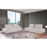 BRISTOL Καναπές Σαλονιού Καθιστικού Πολυμορφικός, Τεχνητή Γούνα Άσπρο 318x212x106  H.89cm - Image 13