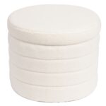 GROOVY Σκαμπό Αποθηκευτικό, Teddy Ύφασμα Εκρού Φ56cm H.45cm - Image 6