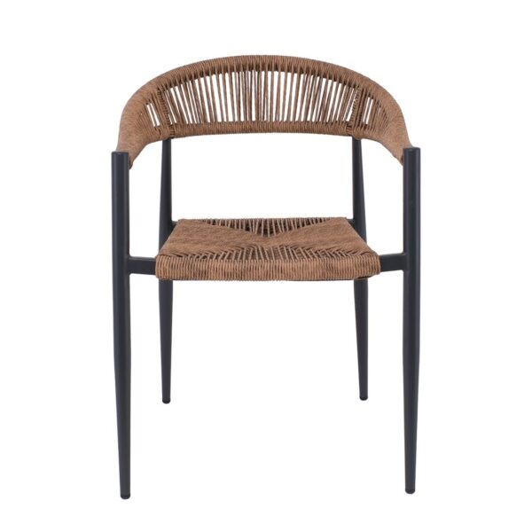 MADY Πολυθρόνα Βεράντας-Κήπου ALU Ανθρακί, Rope Wicker Φυσικό, Στοιβαζόμενη 56x59x78cm - Image 20