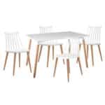 LAVIDA-ART Τραπεζαρία: Τραπέζι 120x80 Οξιά/MDF + 4 Καρέκλες Μέταλλο Βαφή Φυσικό PP Άσπρο Table:120x80x73 Chair:43x48x77 - Image 6