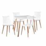 LAVIDA-ART Τραπεζαρία: Τραπέζι 80x80 Οξιά/MDF + 4 Καρέκλες Μέταλλο Βαφή Φυσικό PP Άσπρο Table:80x80x73 Chair:43x48x77 - Image 6