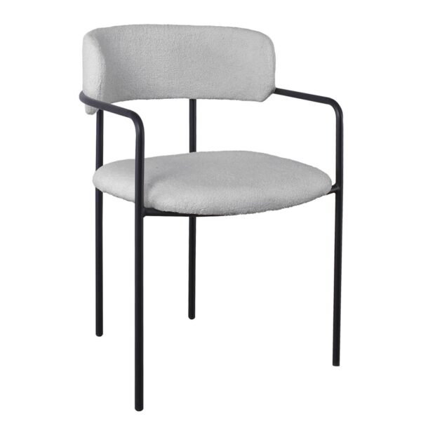 GILLAN Πολυθρόνα Μέταλλο Βαφή Μαύρο, Ύφασμα Teddy, Απόχρωση Γκρι 54x54x81cm - Image 8