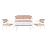 PALERMO Set Καθιστικό Κήπου Μεταλλικό Άσπρο,Wicker Φυσικό: Τραπέζι+2 Θέσιος+2 Πολυθρόνες 88x48x40-124x63x78-60x63x78cm - Image 9