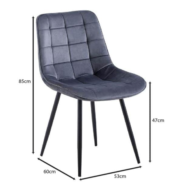 MYRIAM-R Καρέκλα Τραπεζαρίας, Μέταλλο Βαφή Μαύρο, Ύφασμα Velure Σκούρο Γκρι ( Συσκ.4 ) 53x60x85cm - Image 6