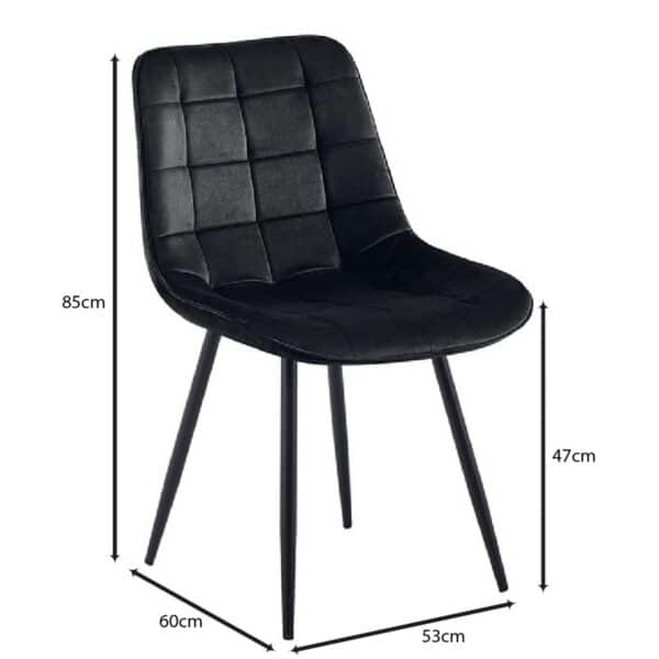 MYRIAM-R Καρέκλα Τραπεζαρίας, Μέταλλο Βαφή Μαύρο, Ύφασμα Velure Μαύρο ( Συσκ.4 ) 53x60x85cm - Image 6