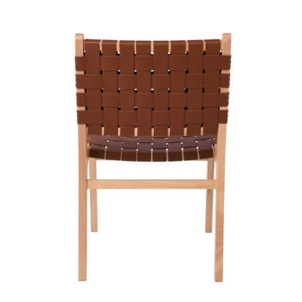 DUNE Καρέκλα Τραπεζαρίας, Ξύλο Απόχρωση Φυσικό, Κάθισμα-Πλάτη Ιμάντες Pu Καφέ 50x59x85cm - Image 20