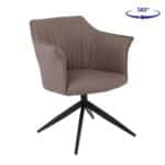 EVELYN Πολυθρόνα Περιστρεφόμενη, Μέταλλο Βαφή Μαύρο, Pu Cappuccino 64x63x80cm - Image 14