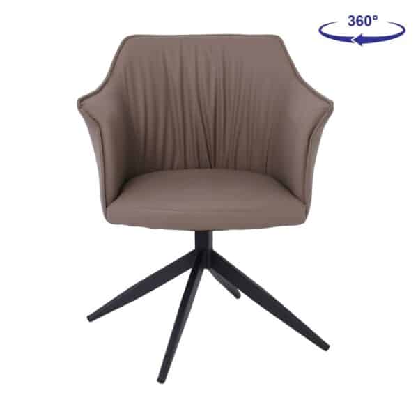 EVELYN Πολυθρόνα Περιστρεφόμενη, Μέταλλο Βαφή Μαύρο, Pu Cappuccino 64x63x80cm - Image 17