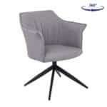 EVELYN Πολυθρόνα Περιστρεφόμενη, Μέταλλο Βαφή Μαύρο, Pu Γκρι 64x63x80cm - Image 14