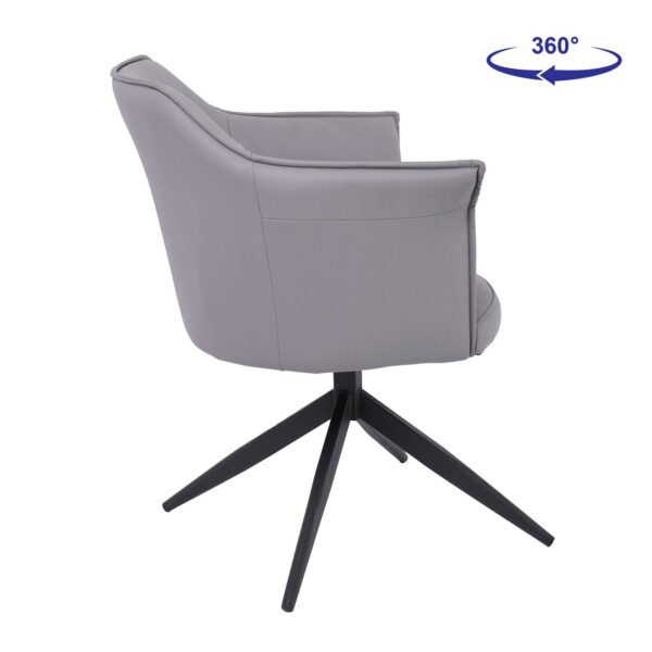 EVELYN Πολυθρόνα Περιστρεφόμενη, Μέταλλο Βαφή Μαύρο, Pu Γκρι 64x63x80cm - Image 15