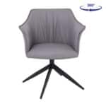 EVELYN Πολυθρόνα Περιστρεφόμενη, Μέταλλο Βαφή Μαύρο, Pu Γκρι 64x63x80cm - Image 17