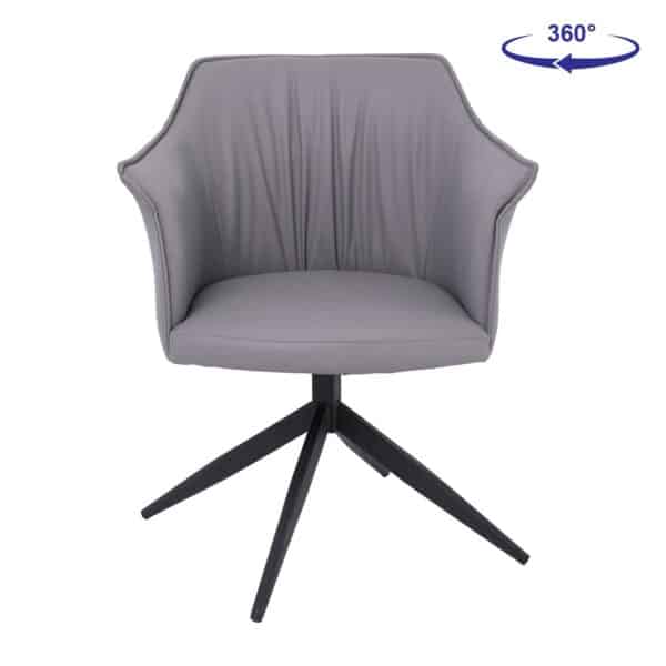 EVELYN Πολυθρόνα Περιστρεφόμενη, Μέταλλο Βαφή Μαύρο, Pu Γκρι 64x63x80cm - Image 17