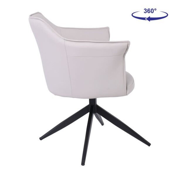 EVELYN Πολυθρόνα Περιστρεφόμενη, Μέταλλο Βαφή Μαύρο, Pu Γκρι-Μπεζ 64x63x80cm - Image 15