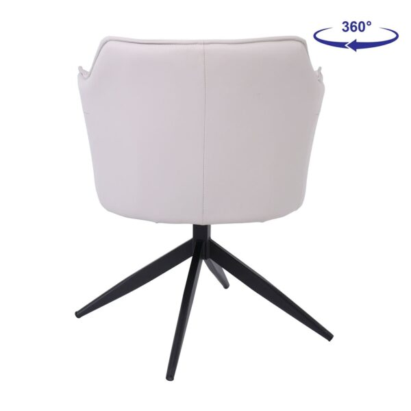 EVELYN Πολυθρόνα Περιστρεφόμενη, Μέταλλο Βαφή Μαύρο, Pu Γκρι-Μπεζ 64x63x80cm - Image 16