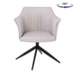 EVELYN Πολυθρόνα Περιστρεφόμενη, Μέταλλο Βαφή Μαύρο, Pu Γκρι-Μπεζ 64x63x80cm - Image 17