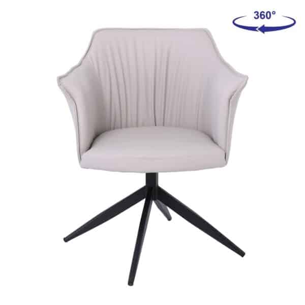 EVELYN Πολυθρόνα Περιστρεφόμενη, Μέταλλο Βαφή Μαύρο, Pu Γκρι-Μπεζ 64x63x80cm - Image 17