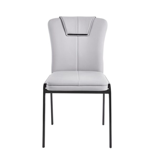ANDRIA Καρέκλα Τραπεζαρίας- Κουζίνας, Μέταλλο Βαφή Μαύρο, Pu Ανοιχτό Γκρι 47x60x86cm - Image 13