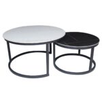 TERRY Set2 Τραπεζάκια Σαλονιού , Μέταλλο Βαφή Μαύρο, Sintered Stone White-Black Marble Φ.80 H.48cm + Φ.60 H.40cm - Image 6