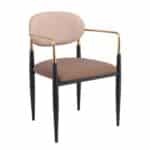 OLIVE Πολυθρόνα Μέταλλο Βαφή Μαύρο-Gold, Pu Μπεζ-Cappuccino 53x53x80cm - Image 14