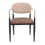 OLIVE Πολυθρόνα Μέταλλο Βαφή Μαύρο-Gold, Pu Μπεζ-Cappuccino 53x53x80cm - Image 17