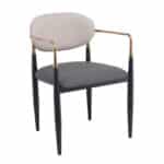 OLIVE Πολυθρόνα Μέταλλο Βαφή Μαύρο-Gold, Pu Ανοιχτό Γκρι-Σκούρο Γκρι 53x53x80cm - Image 14