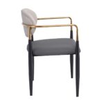 OLIVE Πολυθρόνα Μέταλλο Βαφή Μαύρο-Gold, Pu Ανοιχτό Γκρι-Σκούρο Γκρι 53x53x80cm - Image 15