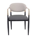 OLIVE Πολυθρόνα Μέταλλο Βαφή Μαύρο-Gold, Pu Ανοιχτό Γκρι-Σκούρο Γκρι 53x53x80cm - Image 17