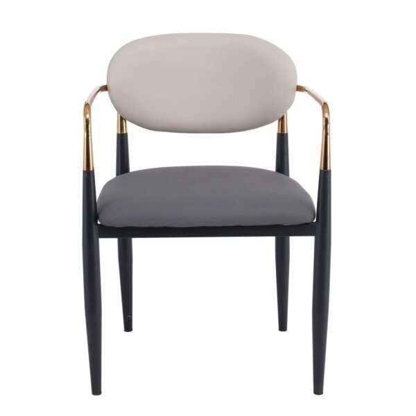 OLIVE Πολυθρόνα Μέταλλο Βαφή Μαύρο-Gold, Pu Ανοιχτό Γκρι-Σκούρο Γκρι 53x53x80cm - Image 17