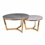 OTTO Set 2 Τραπεζάκια Σαλονιού , Χρώμιο Χρυσό, Sintered Stone Grey-White Marble Φ.80 H.45cm + Φ.60 H.38cm - Image 6