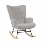 ALMA Rocking Πολυθρόνα Μπερζέρα Καθιστικού, Teddy Ύφ.Αν.Γκρι, Βάση Μαύρο-Φυσικό 67x86x92cm - Image 8