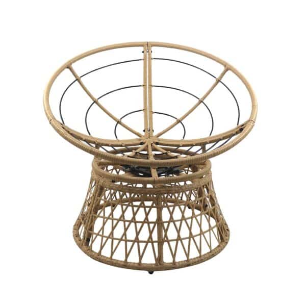 ROLLY Πολυθρόνα Κήπου-Βεράντας Περιστρεφόμενη Μεταλλική, Wicker Φυσικό, Μαξιλάρι Εκρού 90x78x80cm - Image 14