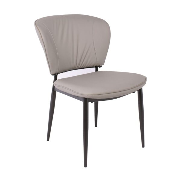 DIMA Καρέκλα Τραπεζαρίας- Κουζίνας, Μέταλλο Βαφή Μαύρο, Pu Γκρι 53x70x82cm - Image 12
