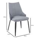 NORA Καρέκλα Τραπεζαρίας- Κουζίνας, Μέταλλο Βαφή Μαύρο, Pu Ανοιχτό-Σκούρο Γκρι 49x57x87cm - Image 9