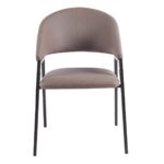 DELI Πολυθρόνα Μέταλλο Βαφή Μαύρο, Pu Cappuccino 52x62x83cm - Image 14