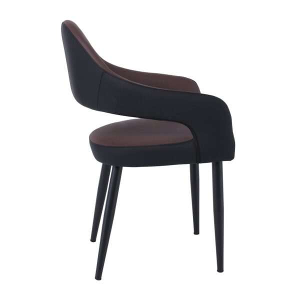 MODUS Πολυθρόνα Μέταλλο Βαφή Μαύρο, Pu Σκούρο Καφέ-Μαύρο 55x58x88cm - Image 15