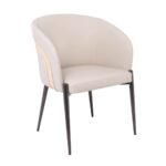 LENA Πολυθρόνα Μέταλλο Βαφή Μαύρο, Pu Μπεζ 60x60x80cm - Image 16