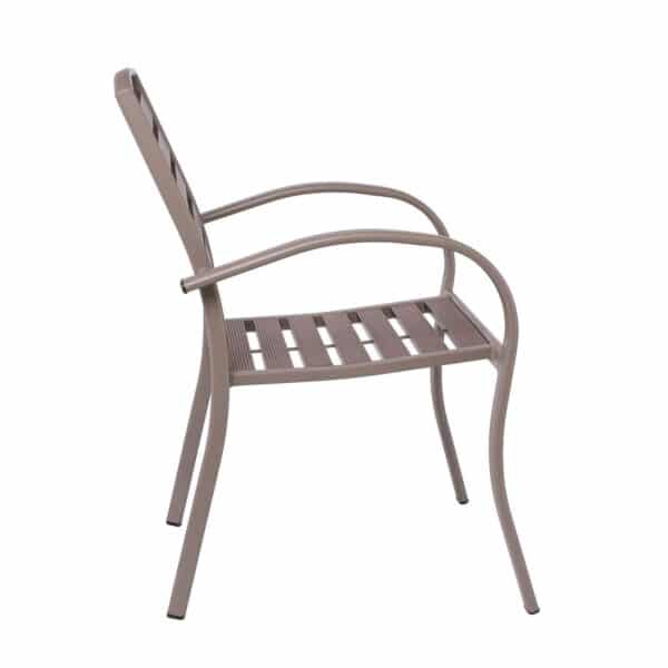 SERRANO Πολυθρόνα Κήπου Μέταλλο Βαφή Sand Beige, Polywood Καρυδί, Στοιβαζόμενη 56x64x88cm - Image 15